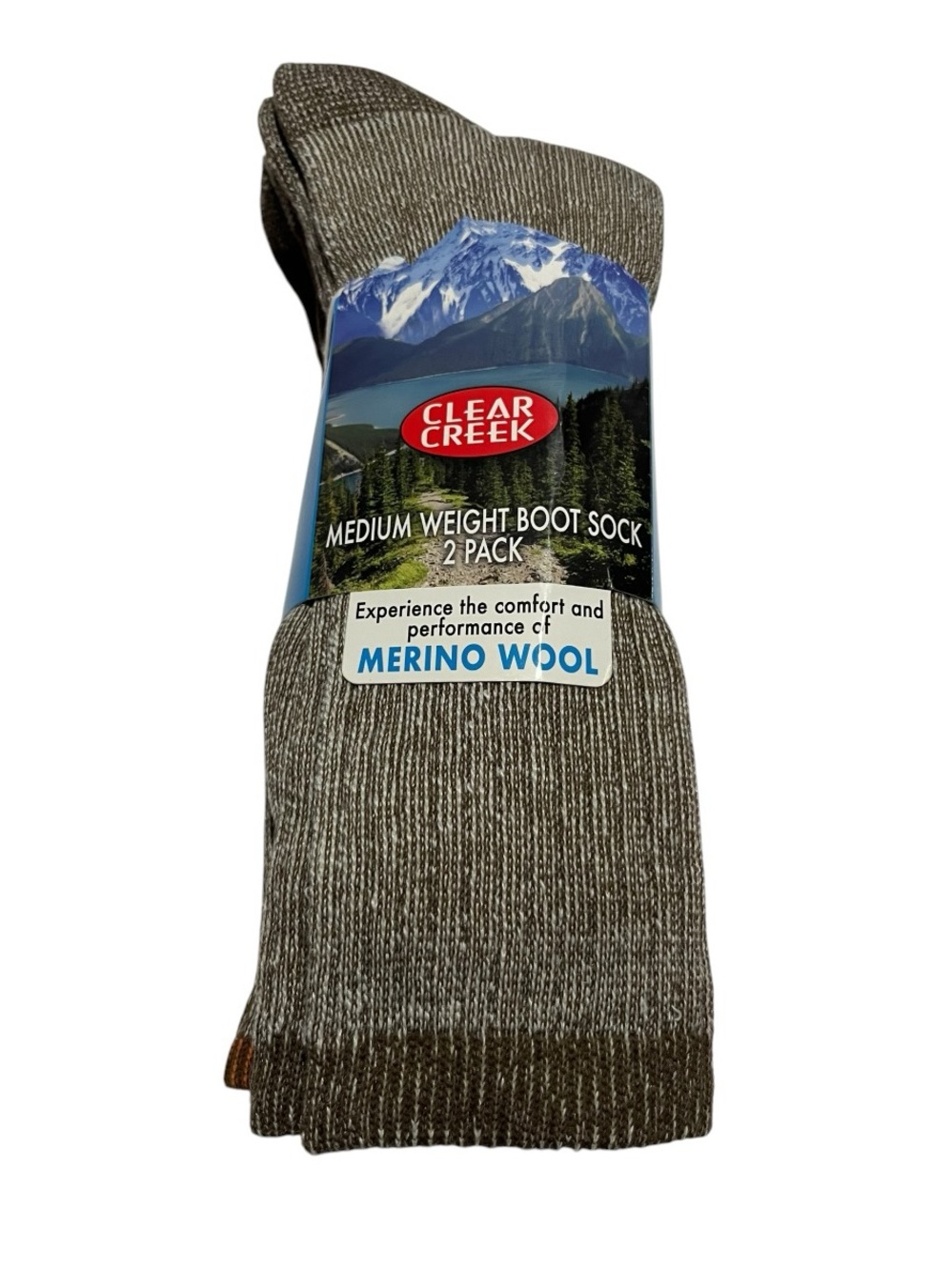 NWT Clear Greek Medium-Weight Brown Merino Wool Boot Socks - 2 Pack
